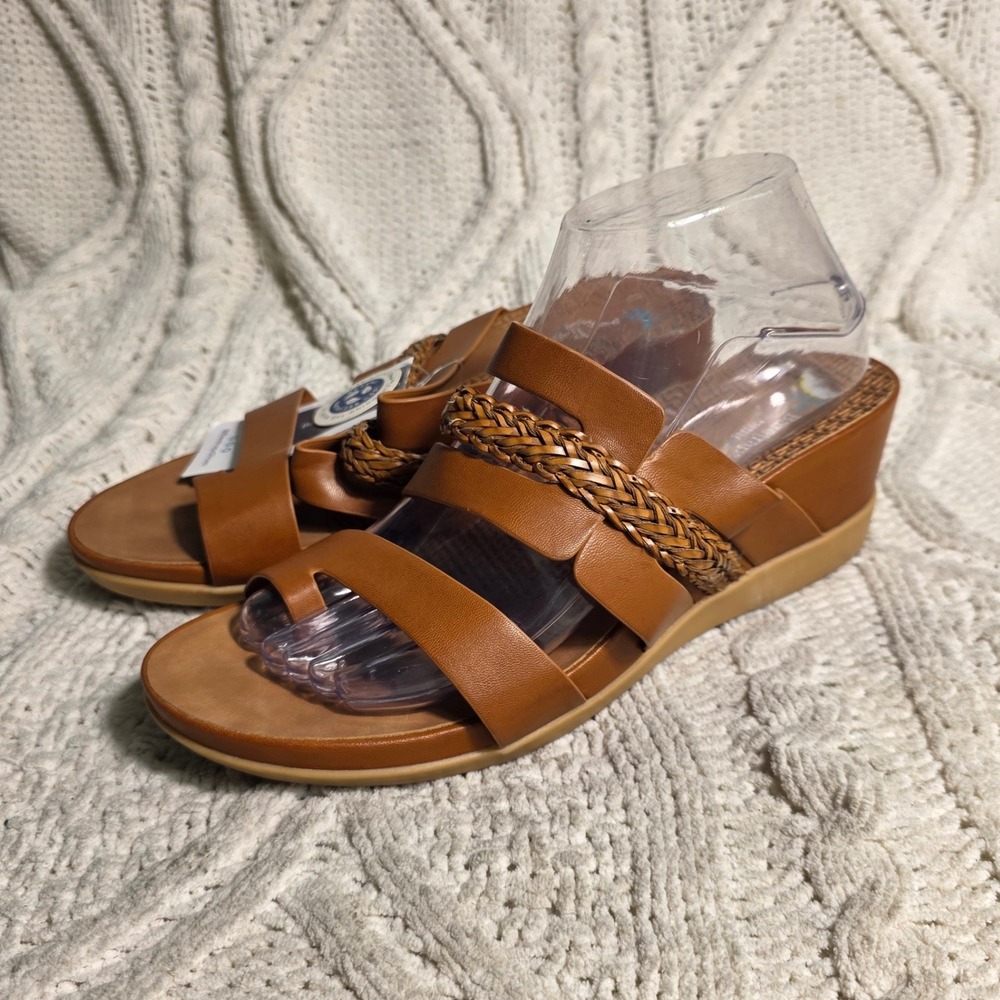 Baretraps Posture Strappy Wedge Sandals Brown Braided Women 9M New‎